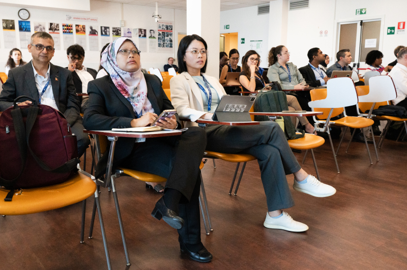 From left: Fairuz Suzana Binti Mohd Chachuli, Director, Planning and International Relations Division, Malaysian Nuclear Energy, Malaysia, and Marieanne Christie Leong, Chief Climate Scientist, Qloudio Sdn Bhd and Visiting Research Fellow, Institute for Artificial Intelligence & Big Data, Universiti Malaysia Kelantan, Malaysia. (Photo: G.Ortolani/TWAS)